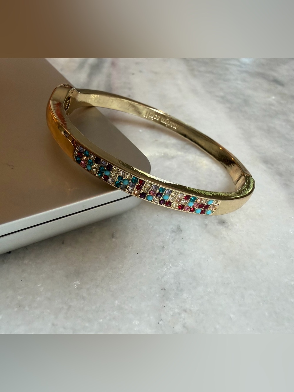Marlyn Schiff Goldtone Rhinestone Bangle Bracelet